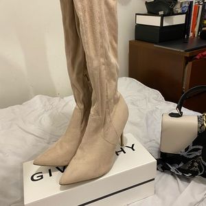 Knee High Boots in Cream